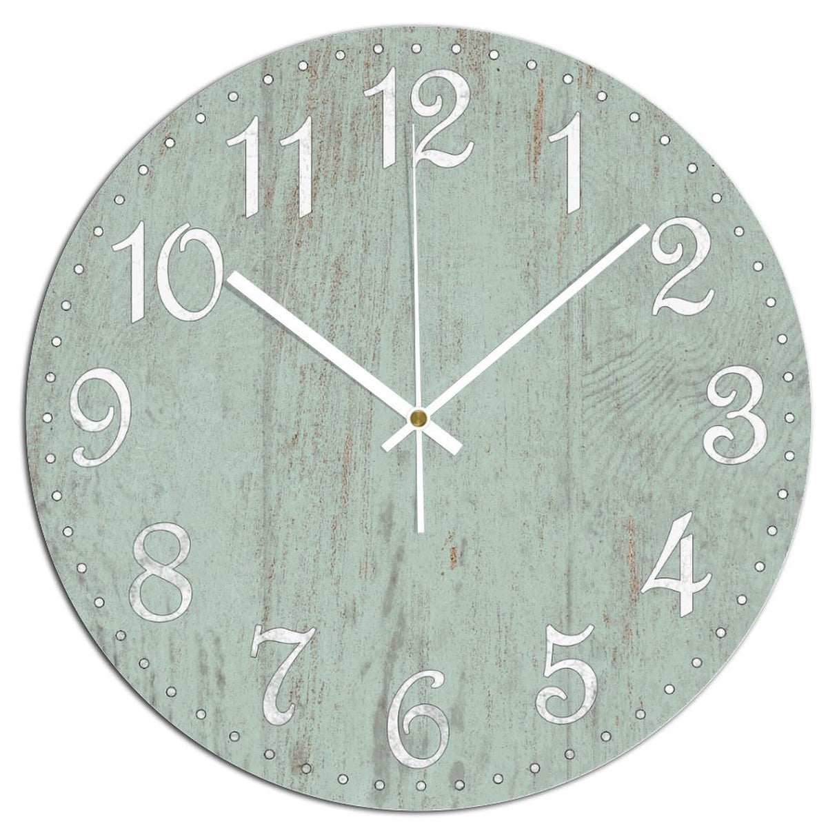 COCOKEN Wall Clock Silent Non Ticking Wooden Clocks Seafoam Green Clock Battery Operated 15in, Round Farmhouse Clock, Rustic Clocks Decor for Home Kitchen Office COCOKEN