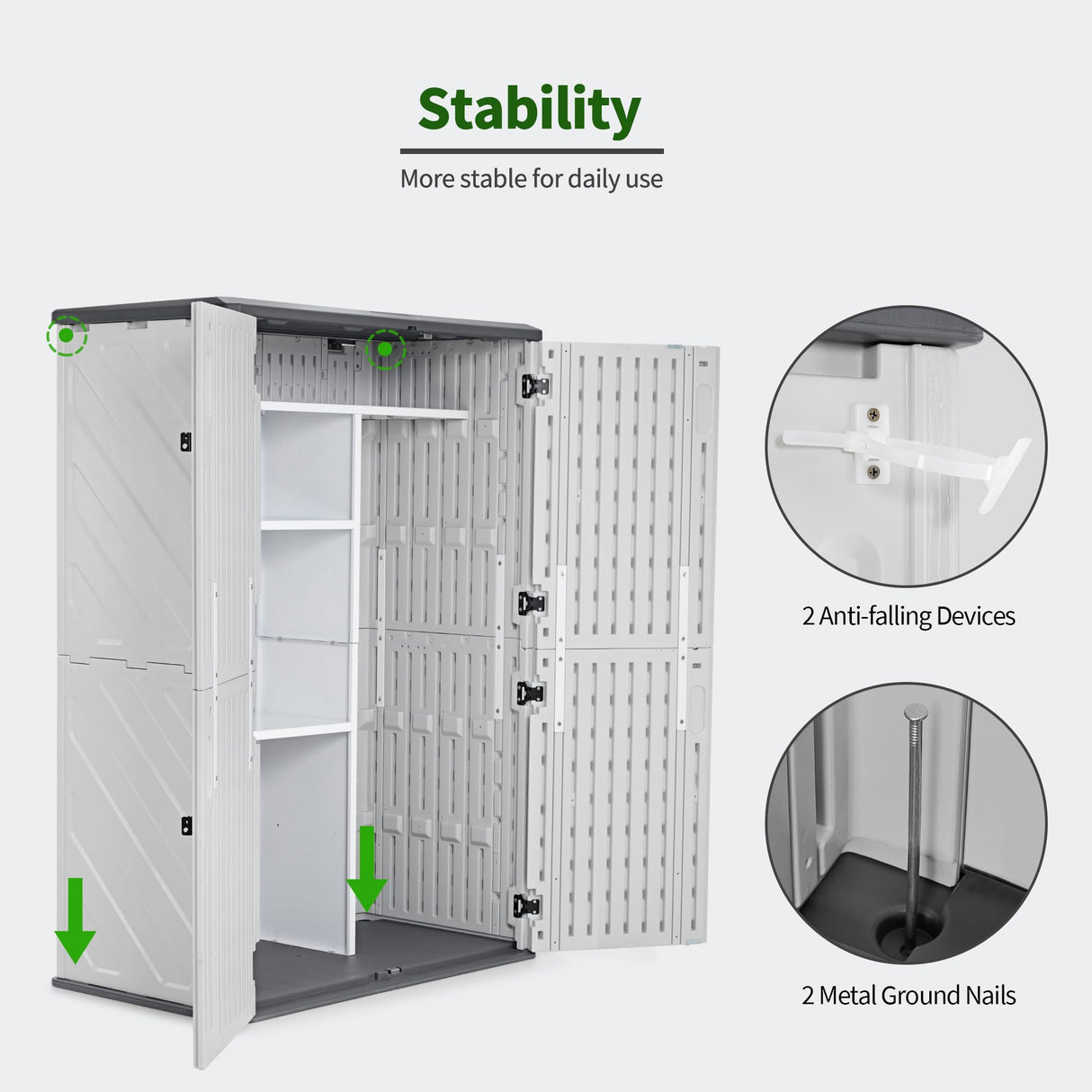 Macrout Plastic Storage Shed 4.3 x 2.5 ft, Waterproof Outdoor Storage Cabinet with Floor, Resin Shed for Garden and Patio (Included Metal Shelves) M MACROUT