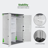 Macrout Plastic Storage Shed 4.3 x 2.5 ft, Waterproof Outdoor Storage Cabinet with Floor, Resin Shed for Garden and Patio (Included Metal Shelves) M MACROUT