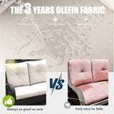 LayinSun 5 Pieces Outdoor Patio Furniture Set with Fire Pit Table, Rattan Wicker Sectional Swivel Rocker Chairs Sets with Swivel Glider Chair and Coffee Table LayinSun