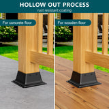 SPACEEUP 4x4 Post Base Black Square Brackets 3PCS Internal Size 3.5 x 3.5 Inch Heavy Duty Steel Deck Post Base Cover Fit for 4 x 4 Standard Wood Post Anchor Deck Base Plate SPACEEUP