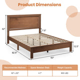 Giantex Mid Century Walnut Queen Platform Bed Frame with Elegant Headboard and Solid Wood Support Giantex