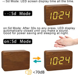 BIOMII Wooden Digital Alarm Clock Electronic LED Time Display,4 Level Adjustable Brightness and Voice Control, Display Time Temperature Date for Bedroom Office Kids and Families,Brown BIOMII