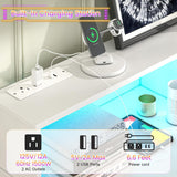 knoworld White 6 Drawer Dresser for Bedroom, Chest of Drawers with LED Light and Power Outlet, Tall Wide Dresser for Organizer Cabinet Bedroom,Living Room,Hallway, Entryway, Bedroom knoworld