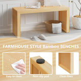 APRTAT Bamboo Dining Bench Indoor Long Bench Entryway Shoe Rack Bench,Outdoor Modern Wood Benches 35 Inch Bamboo Bench for Living Room Hallway Bedroom Bathroom Nature Long APRTAT