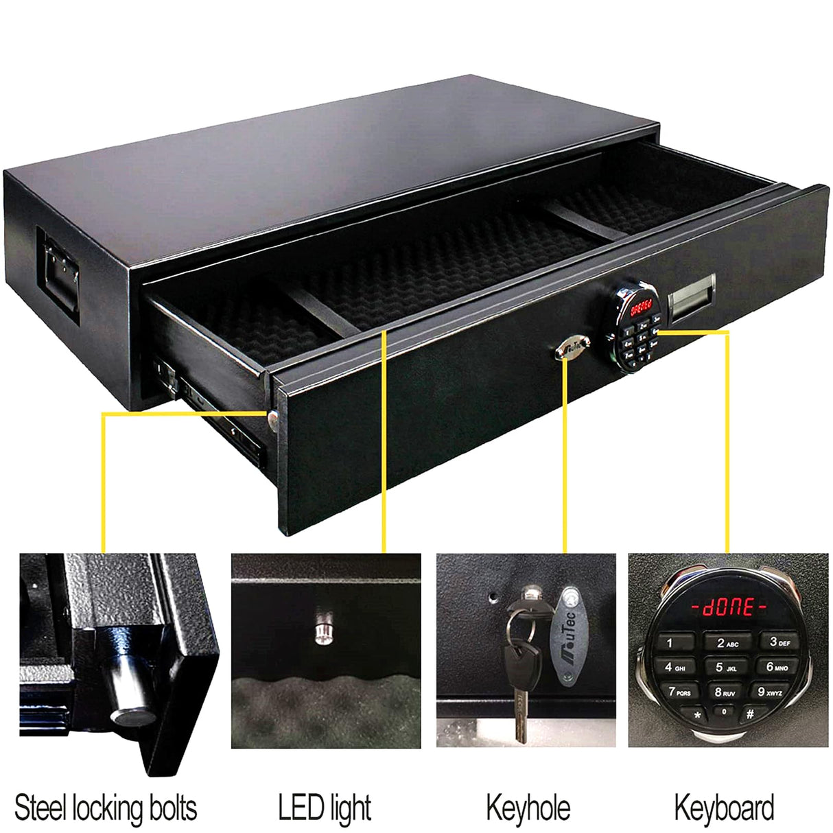 Extra Large Under Bed Safe, Heavy-duty Rapid Gun Storage Safe Drawer Safe for AR Rifle Ammo Pistol Accessories for Home and Vehicle LANGGER V