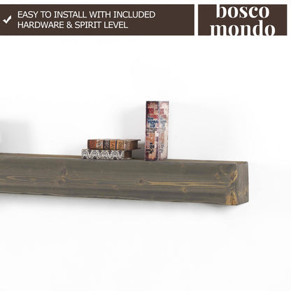 BoscoMondo Rustic Fireplace Mantel Shelf - Pine Wood - Wall Decor, Mounted Farmhouse Shelving (Dark Brown, 72" Extra Thick)