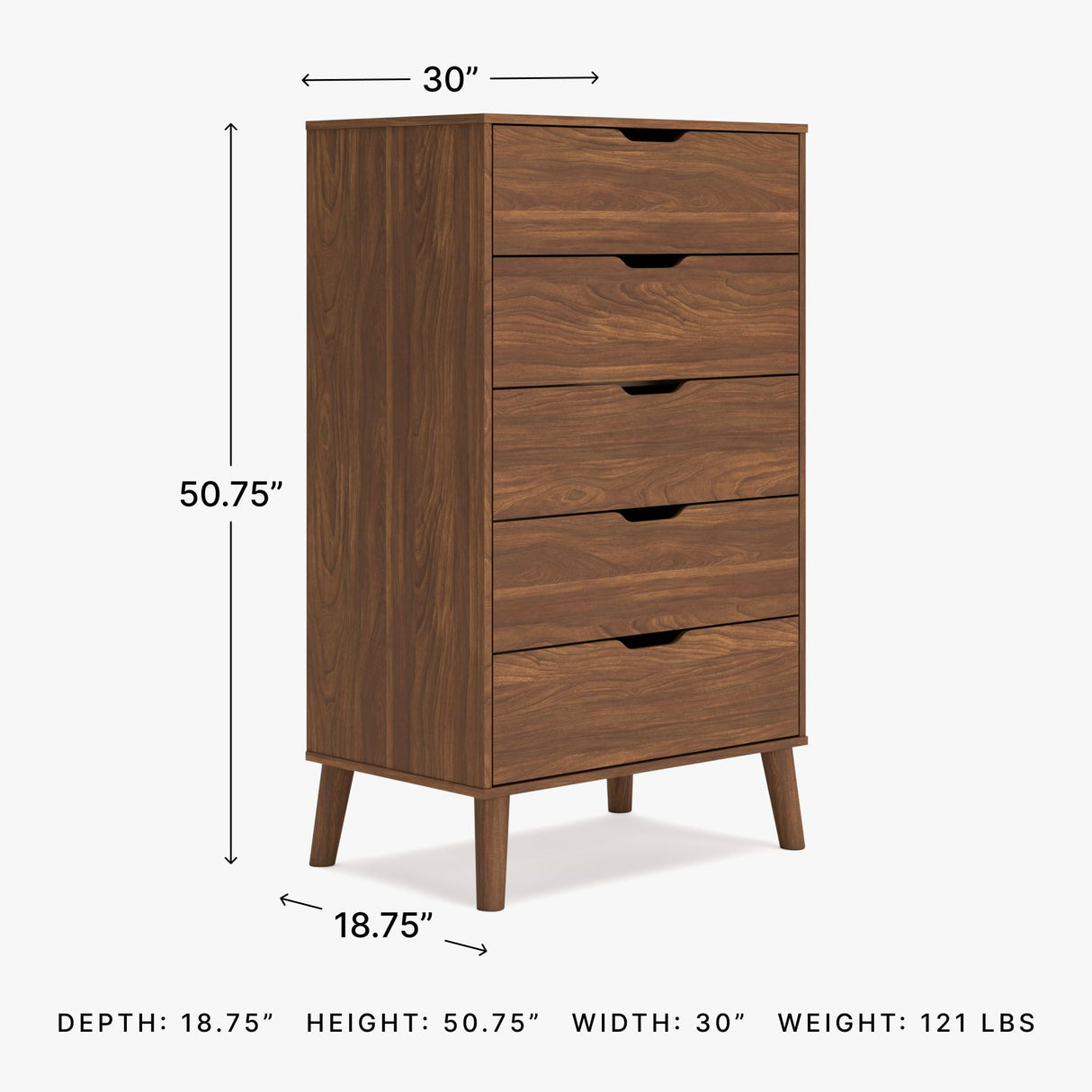 Signature Design by Ashley Fordmont Mid-Century Modern 5 Drawer Chest with Safety Stop for Bedroom, Dark Brown Signature Design by Ashley