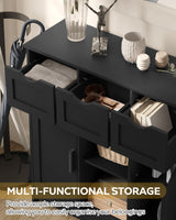 MIRROTOWEL Storage Cabinets，Wooden Floor Cabinet，with Drawers and Shelves Storage Cabinets，Accent Cabinet for Living Room， Bedroom，Bathroom Furniture Home Decor（Black） MIRROTOWEL