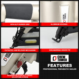 CREWTOWER NT65 15 Gauge, 1-1/4" to 2-1/2" Angle Finish Nailer Pneumatic Finishing Nail Gun for Molding, Baseboard, Trim and Finishing, Air-powered CREWTOWER
