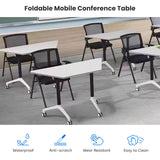 Folding Conference Table,Large Conference Meeting Table for 8 People,Modern Mobile Training Table with Wheels,Rolling Conference Room Tables with Metal Frame,Meeting Seminar Table 47.2x23.6x29.5in AFBZR