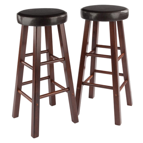 Winsome Wood Maria Cushion Seat Bar Stools, 2-Pc Set, Espresso & Walnut, 30.71" Winsome