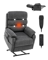 VEVOR Power Lift Recliner Chair, Dual Motor Lift Chair with Heat and Massage for Elderly, Infinite Position Adjustment Electric Recliner with 2 Anti-Fall Ropes (Medium, Dark Gray) VEVOR