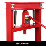 TUFFIOM 12-Ton Hydraulic Shop Press with Press Plates, H-Frame Garage Floor Press, Adjustable Working Table Height, 24.8”L x 15.35”W x 51.4”H TUFFIOM