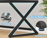 LVB Large Black Desk, 70.8” Long Computer Desk for Home Office, Modern Wide Executive Work Desk for Writing Study, Simple Wood Metal Computer Table Gaming Desk Workstation in Bedroom, Black Oak, 70 in LVB