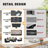 JOYURE 6PCS Patio Furniture Set Outdoor Wicker All-Weather Sectional Conversation Sofa Rattan Patio Seating with Cushion and Glass Table for Porch Poolside,Beige JOYURE