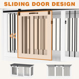 PIAOMTIEE 55 Inch Furniture Style Dog Crate for Large Medium Breed Dogs, Indoor Heavy Duty Dog Kennel House with Sliding Doors, Rustic Dog Crate Furniture Side End Table TV Stand, White PIAOMTIEE