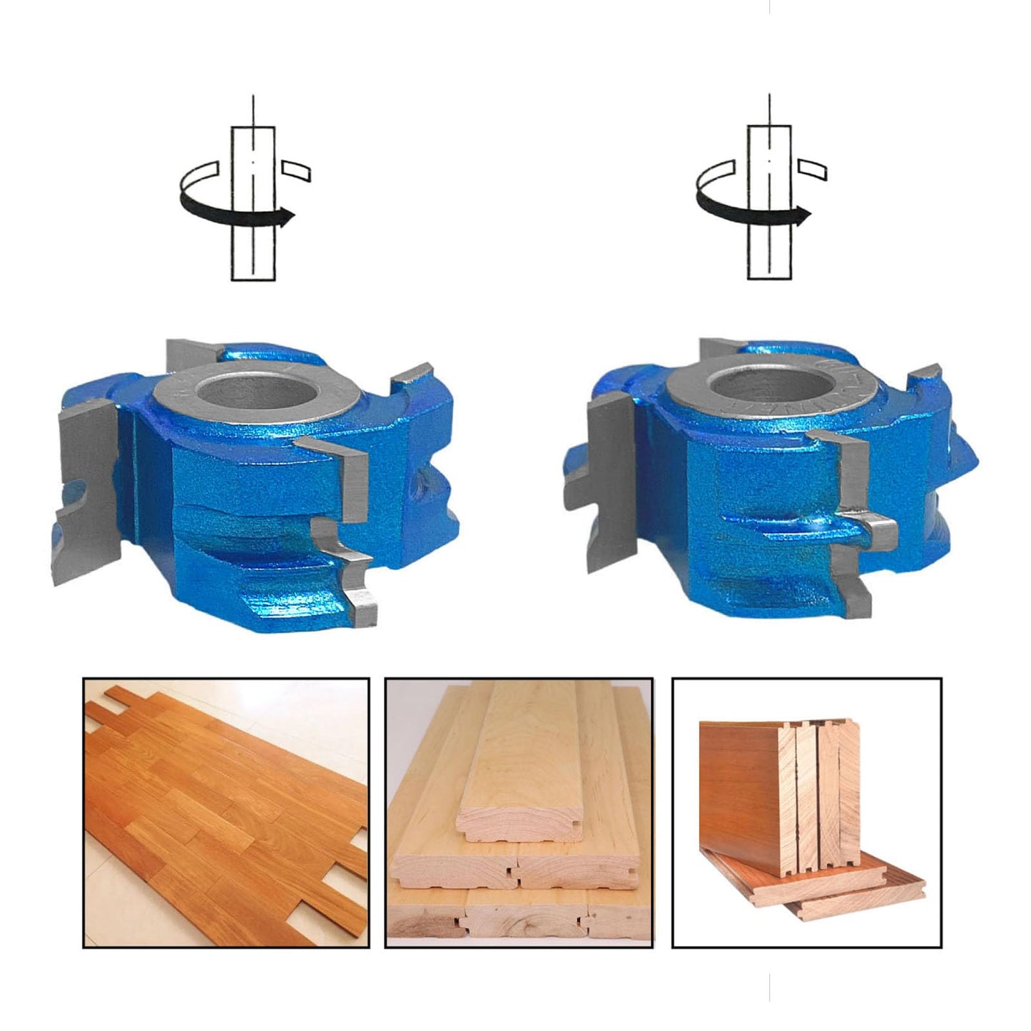 CO-CUTTNER Shaper Cutter Set 4-Wing Stile & Rail Flooring, Cutting Edges for wood thickness 5/8" & 3/4" with Bore 3/4" Heavy-Duty Woodworking Shaper - WoodArtSupply