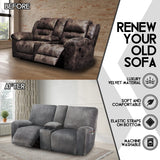 ULTICOR Reclining Loveseat with Middle Console Slipcover, 8-Piece Velvet Stretch Sofa Covers, 2 seat Loveseat Recliner Cover, Thick, Soft, Washable(Dark Grey) ULTICOR