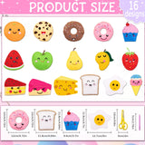 ZOIIWA 16 Sets Food Themed Sewing Kit for Kids Fun Craft for Boy Girl Age Felt Fruit Plush Craft Kit Learn to Sew Educational Beginners Sewing Stuffed Ornament for Black to School Classroom Gift ZOIIWA
