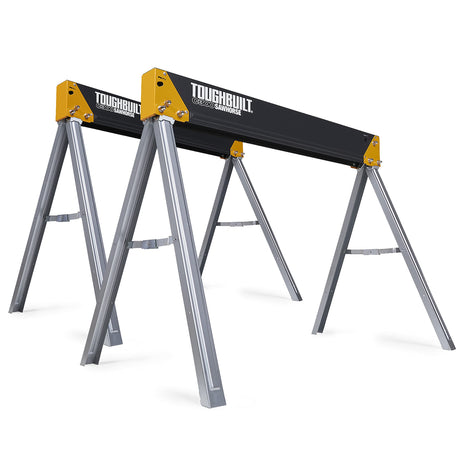 ToughBuilt - Folding Sawhorses/Jobsite Table - Sturdy, Durable, Lightweight, Heavy-Duty, 100% High Grade Steel, 1100lb Capacity, Easy Carry Handle - (TB-C300-2) - 2 Pack ToughBuilt