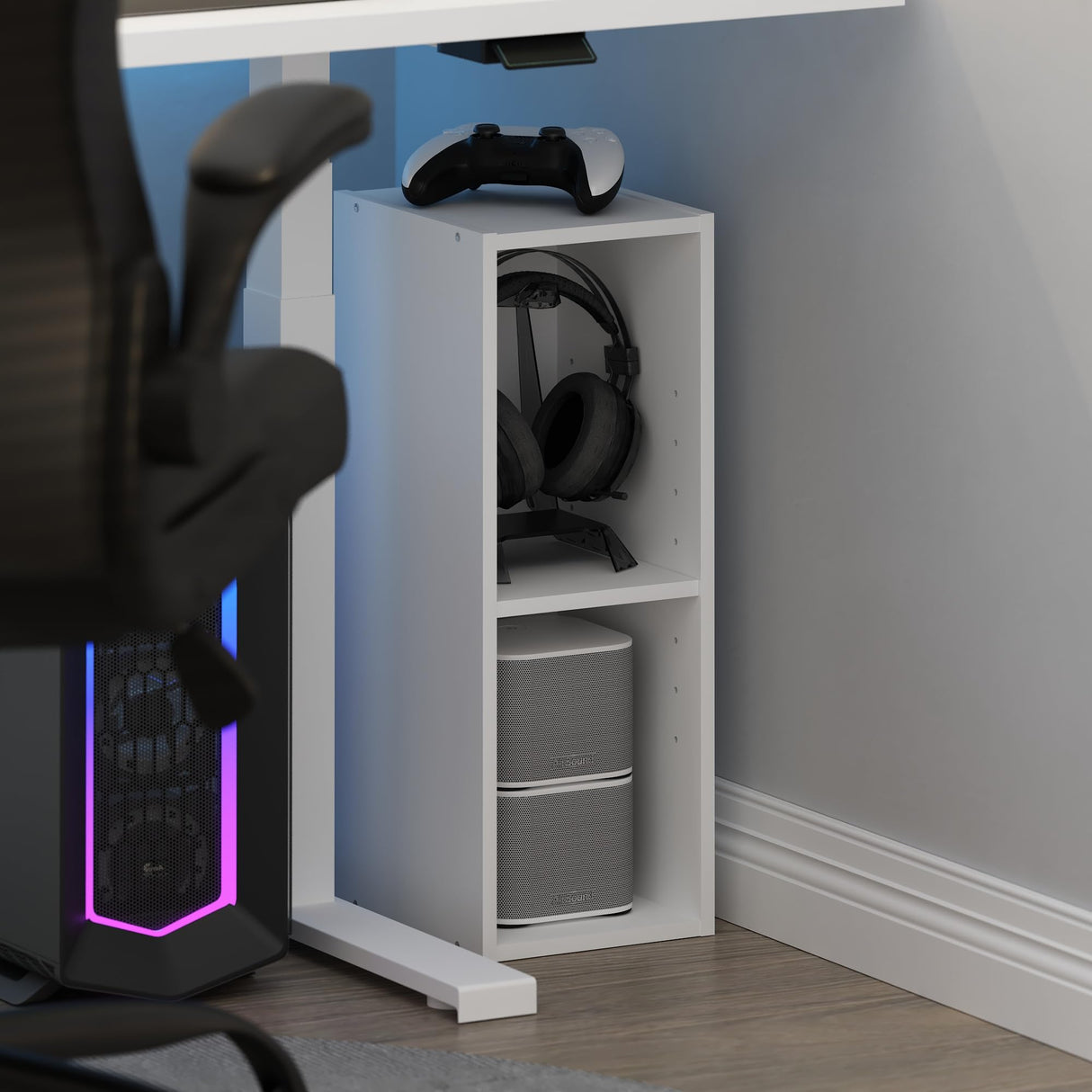 Furinno Fulda Book Shelf, 2-Tier Narrow Bookshelf, Bookcase with 8-in Width Storage Shelf, 9.3 x 7.9 x 21.2, for Living Room, Bedroom, Home Office, White Furinno