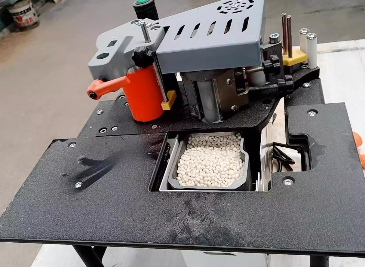 Woodworking Edge Banding Machine, Right Angle Curve Straight Line Edge Bander, Portable PVC ABS Edge Bander, Double-sided Gluing, Adjustable Speed Mefape