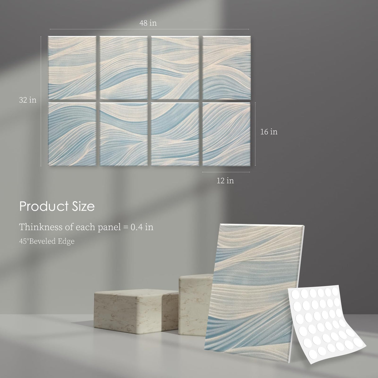 JaneTech 8-Pack Art Acoustic Panels Sound Absorbing Panels, 48x32 Inch Decorative Acoustic Panels, Sound Absorbing Wall Art with Nano Glue for Recording and Home Studio, Office,Conference JaneTech