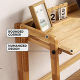 Solid Wood Folding Desk Mid Century Modern Desk, 47'' Foldable Writing Computer Desk for Home Office, Simple Study Makeup Workstation, Wooden Study Office Desk Table for Small Spaces, Natural Color Fetuero