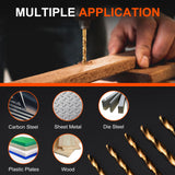 COMOWARE 230 Pcs Drill Bit Set for Wood & Metal - Titanium Wood Drill Bits, High Speed Steel Drill Bit Kit Titanium Coated for Wood, Metal, Plastic, Aluminum Alloy with Storage Case, 3/64"-1/2" COMOWARE