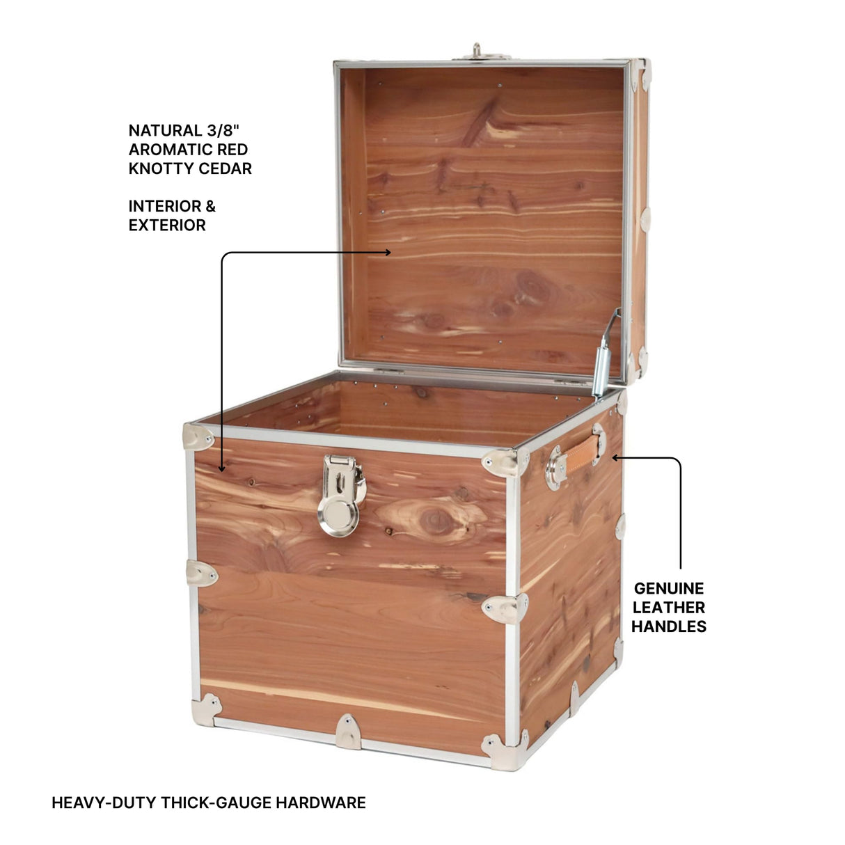 Rhino Trunk & Case Knotty Cedar Chest – Cube Storage Box, Coffee Table, End of Bed Trunk or Entryway Storage Bench – 18"x18"x20" USA-Made, Furniture Grade, Heirloom Aesthetic – Strong and Secure Rhino Trunk & Case