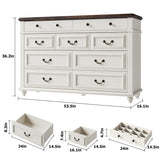 Jocoevol Cream Farmhouse Dresser for Bedroom, 9 Drawer Chest of Drawers, Tall Dressers for Bedroom Storage, Dresser for Closet, Dressers & Chests of Drawers (Cream, 53.5" Wide) Jocoevol
