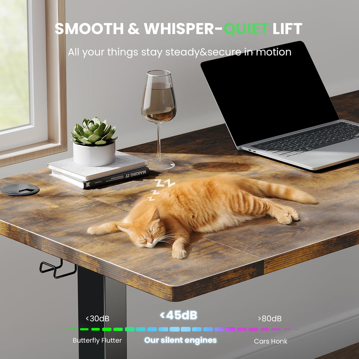 DeskShow Electric Standing Desk Adjustable - 63 x 24 Inch Sit Stand up Desk with Cable Management - 3 Memory Preset Adjustable Height Table DeskShow