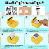 HuiJuKeJi Mini Sticker Printer Bluetooth Smart Pocket Inkless Thermal Printer with 11 Rolls Thermal Paper and Sticker for iOS&Android Print Pod, Portable Receipt Printer for Photo Note Memo (Yellow) HuiJuKeJi