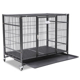 Homey Pet 37 inch Stackable Open Top Heavy Duty Dog Crate Cage for Medium Dog with Wheels and Removable Tray Homey Pet