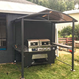 COOS BAY 8x5 Barbeque Grill Gazebo Outdoor BBQ Gazebo Canopy, Steel Frame Double-Tier Polycarbonate Top Canopy with Shelves Serving Tables COOS BAY