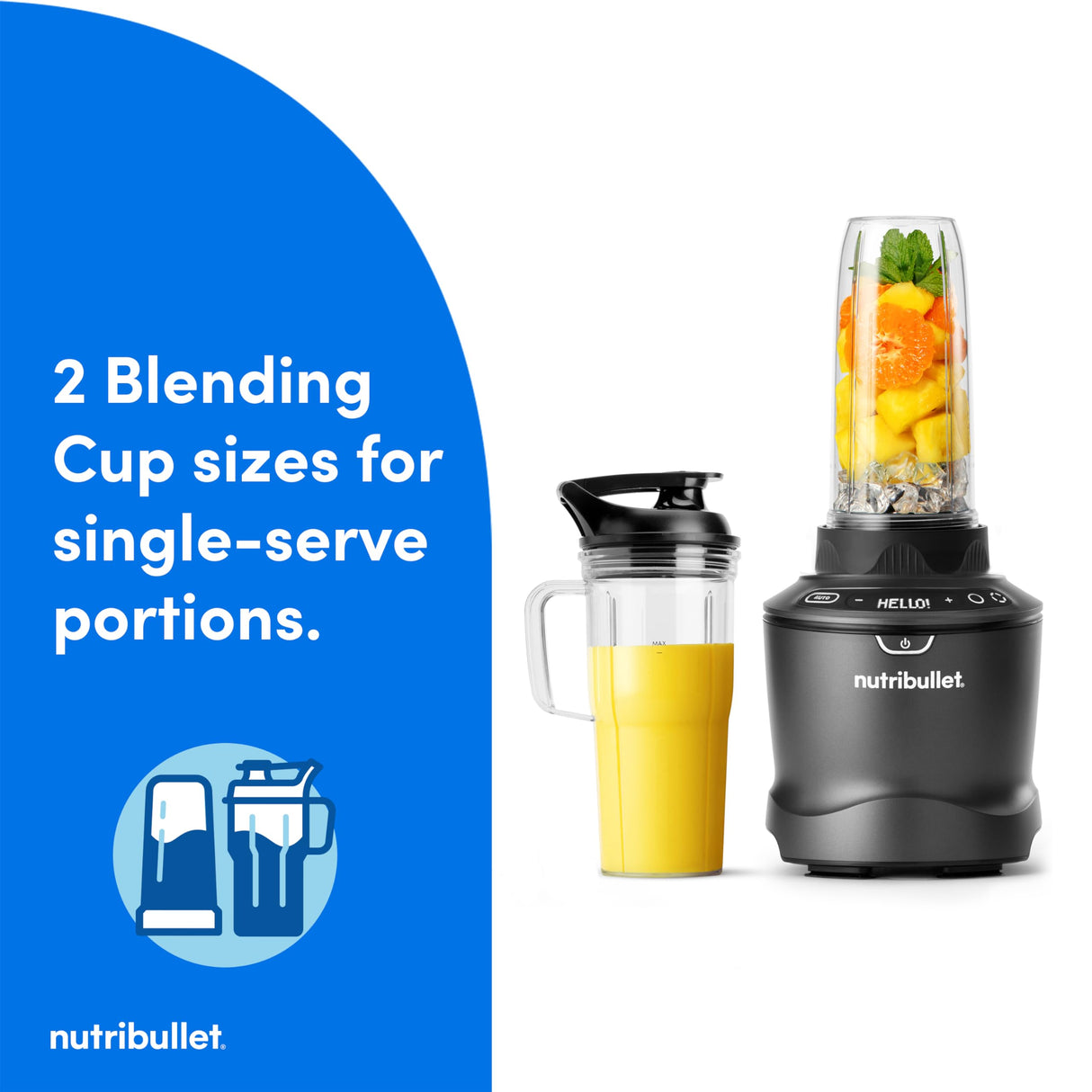 nutribullet SmartSense Blender Combo, 5-speed blender, 1400 Watt Gunmetal Gray NutriBullet