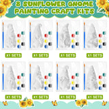 Foilswirl 8 Pcs Spring Gnome Ceramics to Paint Ready to Paint Your Own Ceramic Gnome Statues DIY Unpainted Ceramics Paintable Figurines Kit Crafts with Brush Palette Foilswirl