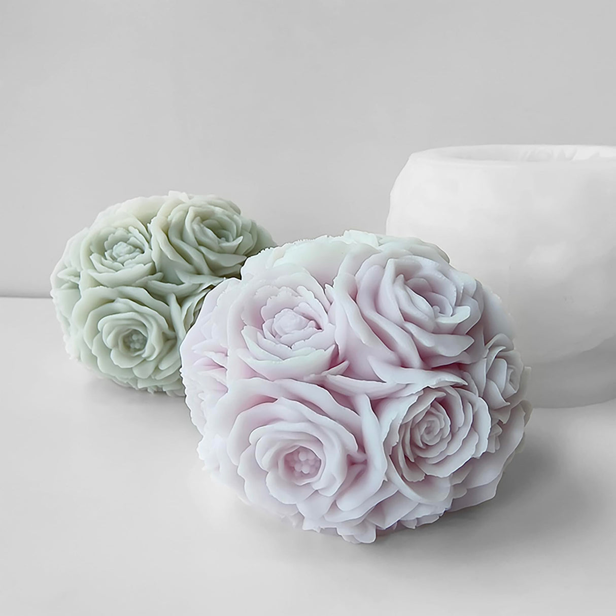 Rose Ball Round Candle Mold - Silicone 3D Molds for Candy & Home Decor - Resin Casting & Making Molds ESEENS