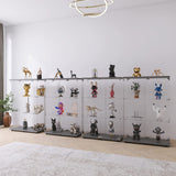 Yoluckea 3 Shelves Glass Cabinet with 2 Doors, Floor Standing Clear Glass Curio Cabinet Collection Display Case for Living Room Bedroom 49.49” x 31.77”x 14.37” Black Yoluckea