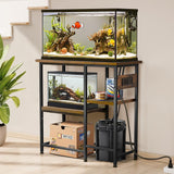 20-29-37 Gallon Fish Tank Stand with Power Outlet, Metal Aquarium Stand with Height-Adjustable Stoarge Shelves, 6-Leg Reptile Tank Stand, 400lbs Capacity PawGiant