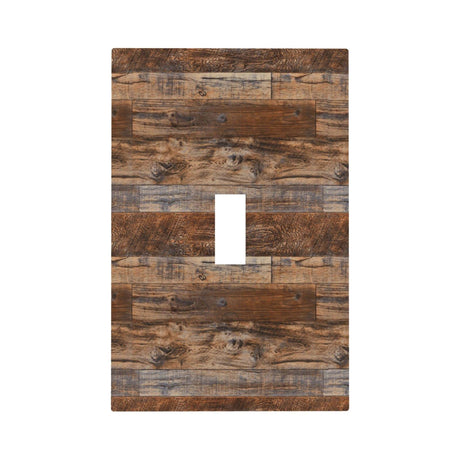 Country Farmhouse Wood Plank 1 Gang Faceplate Switchplate Wallplate Decorative Grey Brown Wooden Board Single Toggle Light Switch Cover Kitchen Rustic Cabin Countryside Decorate Rural Vintage Decor DJTRRF