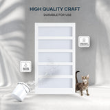 EaseLife 48in x 84in Glass Barn Door with 8FT Sliding Door Hardware Kit Included & Handle,Solid LVL Wood Covered with Water-Proof & Scratch-Resistant PVC Surface,DIY Assembly,5-Panel Glass,White EaseLife