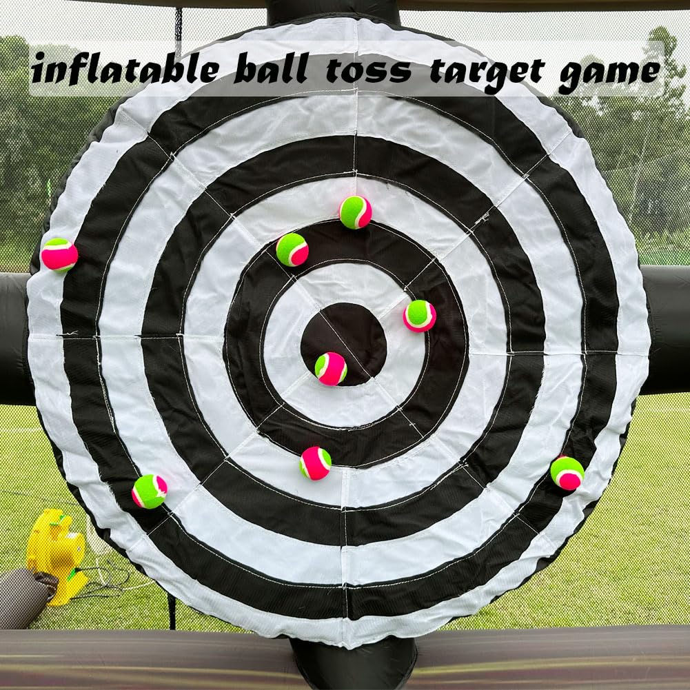 V-infla Inflatable Axe Throwing Game + Inflatable Ball Toss Target Dart Board Game with 1 Air Blower and 12 Axe and 10 Balls for Events V-infla