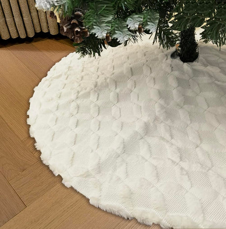 AISENO 48 Inch Christmas Tree Skirt Faux Fur with Cable Knit Knitted Thick Decoration for Merry Christmas Decorations AISENO