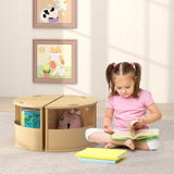 INFANS Toddler Table and Chair Set with 4 Storage Stools, Wooden Flower Shaped Nesting Table with Blackboard Drawers, Children Multi-Activity Table for Art Crafts Draw Read Boys Girls 3+ (Natural) INFANS