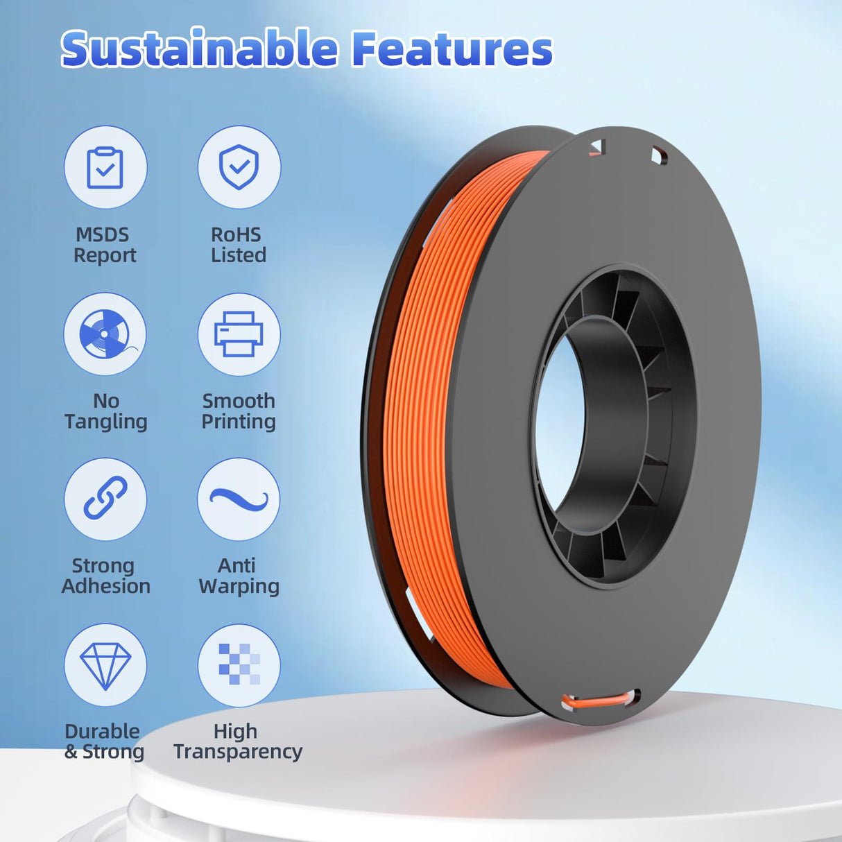 8-Color PETG Filament Bundle for 3D Printers 1.75 mm, 8 Pack Filament Refills, 269 FT 250 g Per Spool, 2 kg in Total, White, Black, Red, Blue, Yellow, Green, Orange Yellow, Sakura Pink SWER