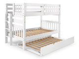 Bedz King Bunk Beds Twin over Twin Mission Style with End Ladder and a Twin Trundle, White Bedz King