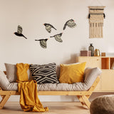Barydat 5 Pcs Wooden Bird Wall Art Wood Flying Birds Wall Decor Rustic Folk Art Scandinavian Home Decor for Gift Living Room Bedroom Kitchen Office(Black) Barydat