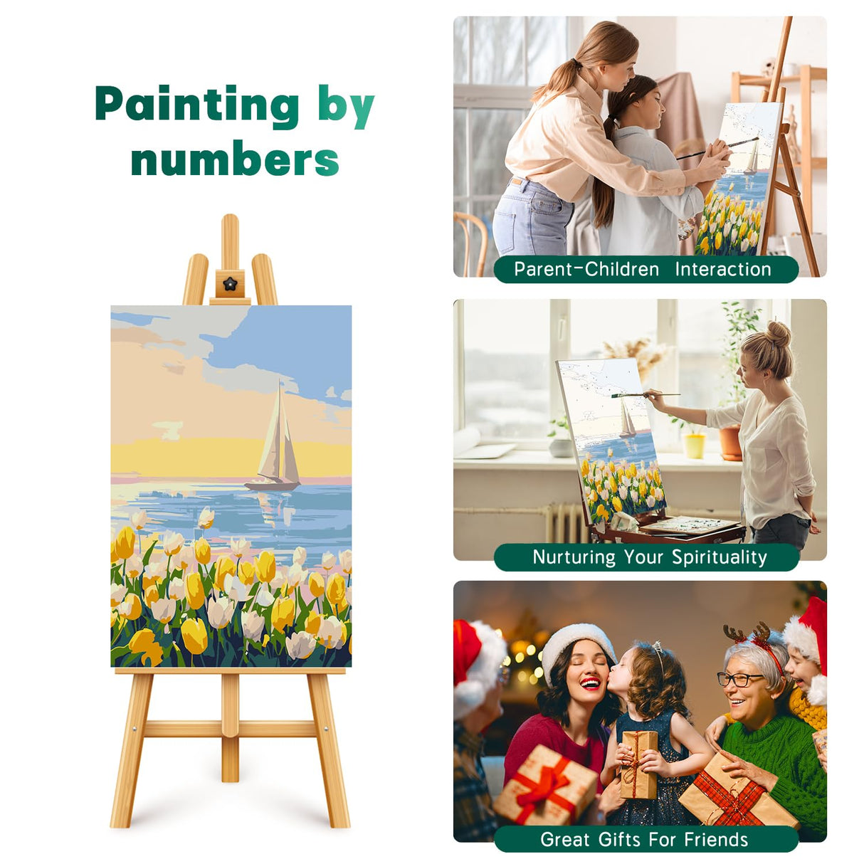 Framed Paint by Numbers Kit for Adults Beginner & Kids Age 8-12, Easy Flowers Adult Paint by Number Kits on Canvas, DIY Acrylic Watercolor Oil Paint by Number for Adults Landscape for Gift 8x12 Inch Possoco